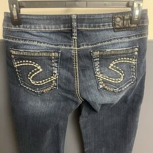 Silver Jeans Womens 28X31 Aiko‎ Mid Boot Dark Wash THICK STITCH